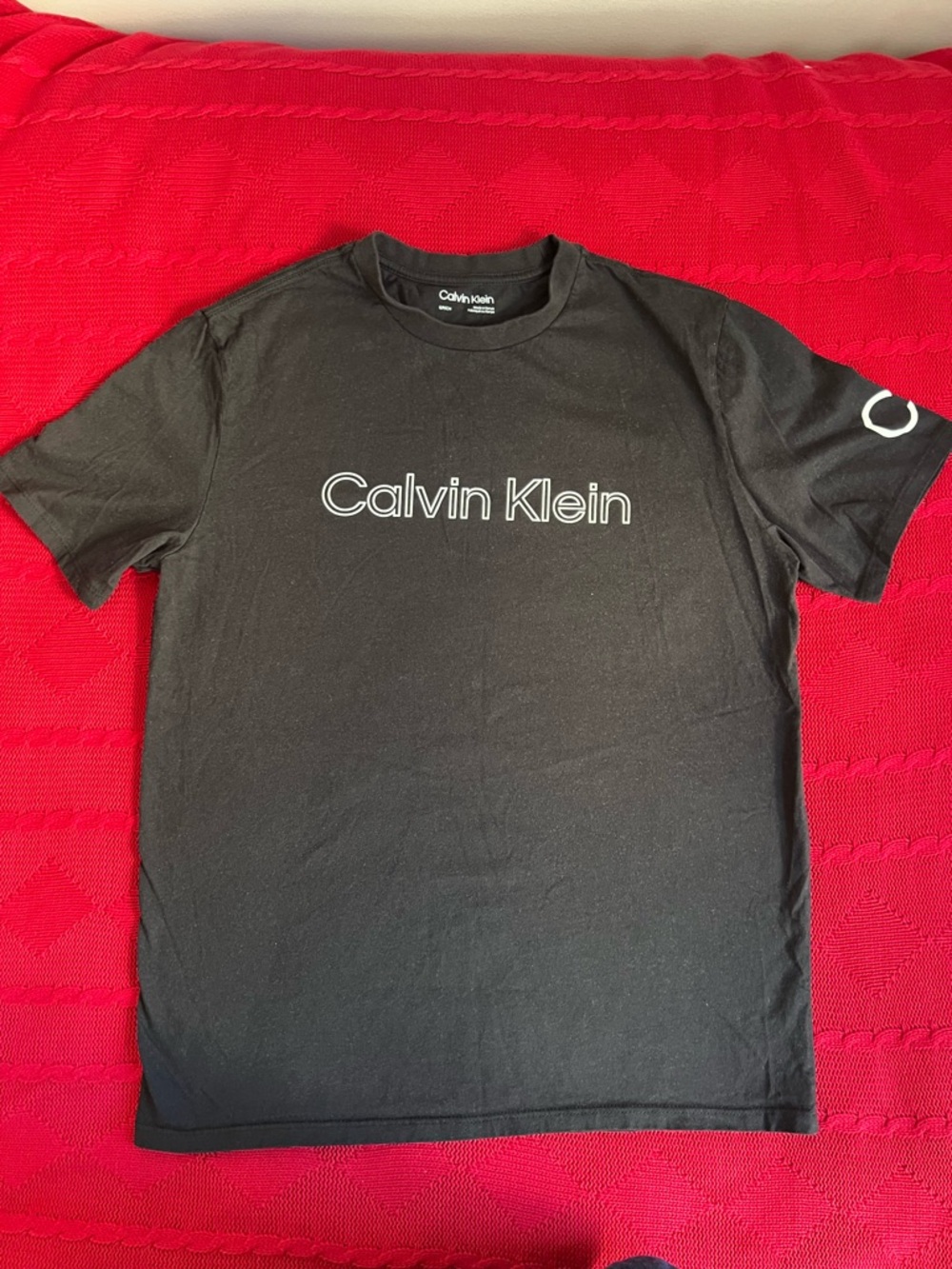 Calvin Klein Black Crewneck Logo T-Shirt with White Outline
